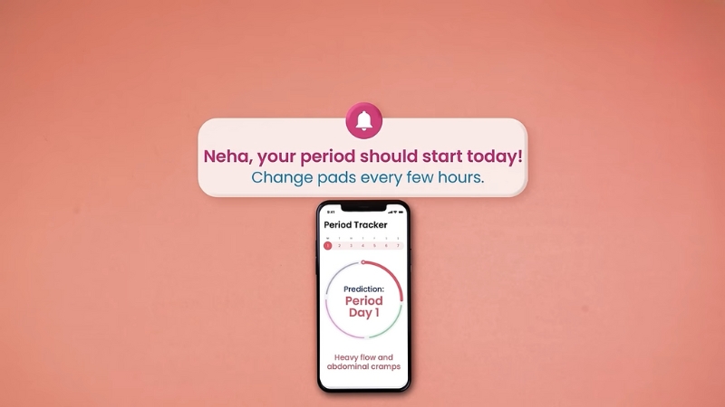 The Image Shows a Period Tracker App Notifying the User About the Start of Their Period and Offering Personalized Advice